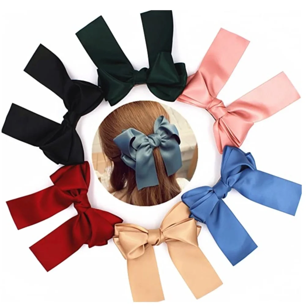 Beautiful Polyester Silk Style Hair Bow Tan